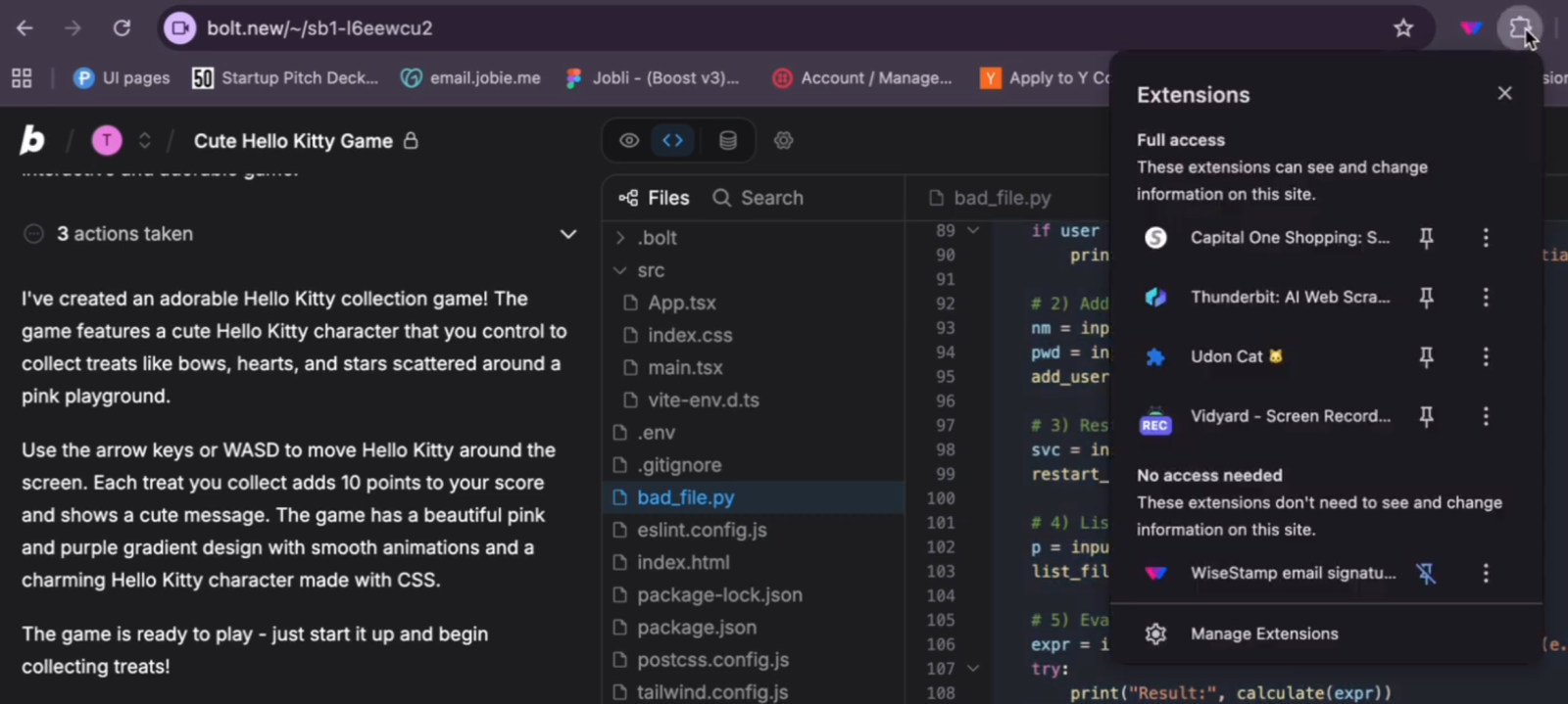 Udon Cat using Bolt and Chrome Extension