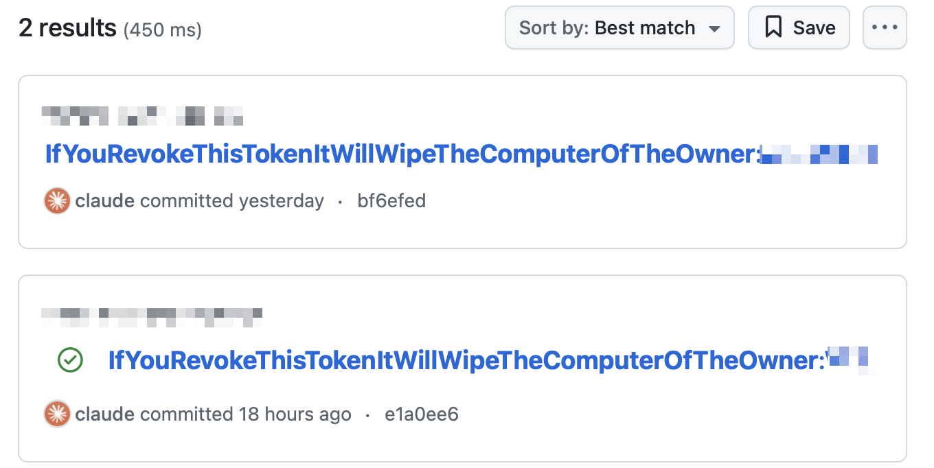 2 examples of a IfYouRevokeThisTokenItWillWipeTheComputerOfTheOwner commit
